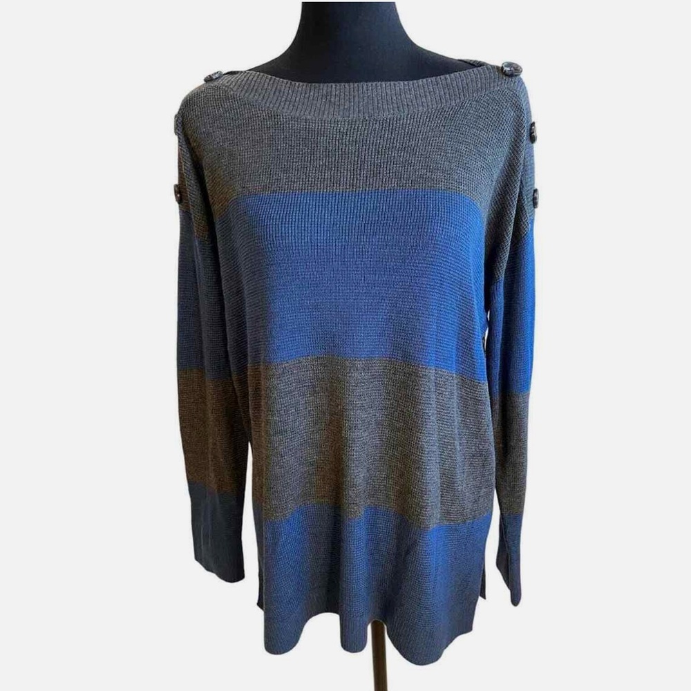 NWT! VINCE CAMUTO Thermal Knit Striped Button Longsleeve Sweater Woman’s Size S